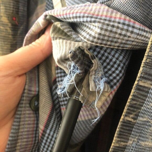 Oakley Men's Size Medium Plaid Button Front Shirt Collared Blue Green Dye Casual - Picture 8 of 10